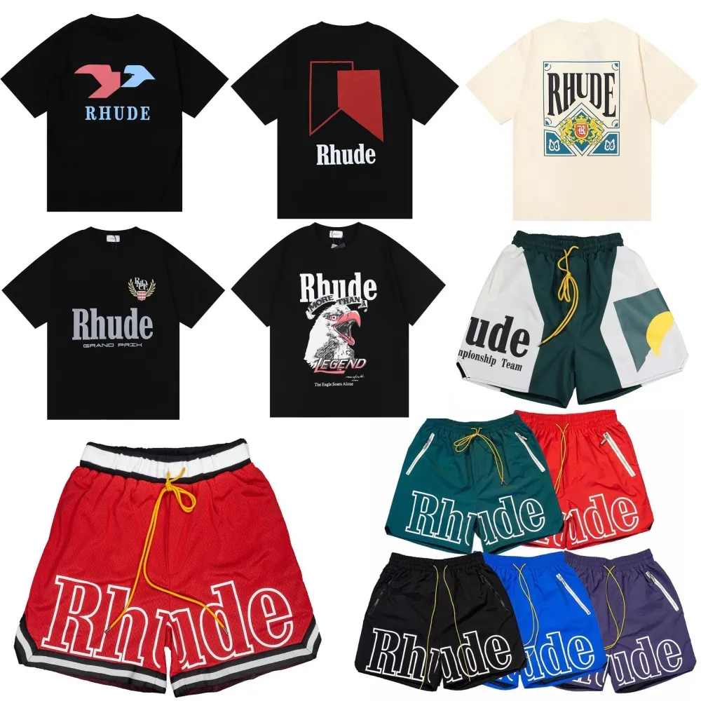 RhudeTシャツデザイナーメンズTシャツメッシュショーツファッションメン女性