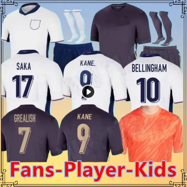 Inglaterra 2024 Bellingham Jerseys Sterling Rashford Mount Grealish Foden Saka pré-partida 24 25 Kane Fams Player Futebol Shirts Men Kit Kit Uniformes Size S-4xl