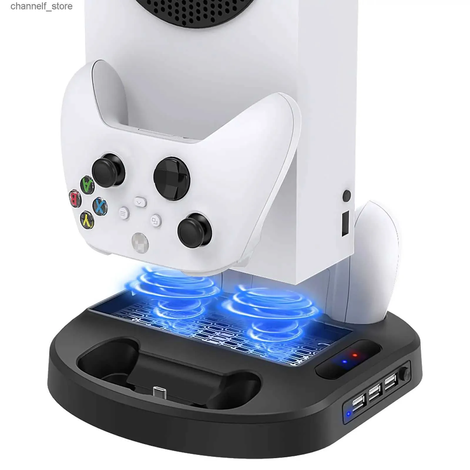 Game Controllers Joysticks Vertical Charging Stand for Xbox Series S Controllers with Cooling Fan Charger Dock Station with LED Indicator and 3 USB HubsY240322