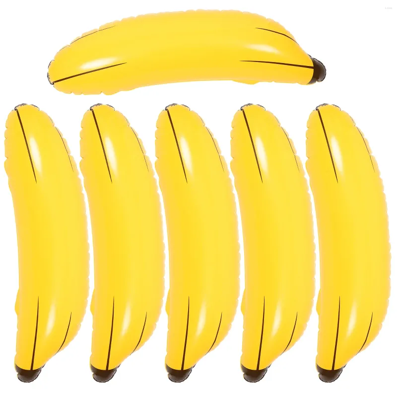 6 peças de decoração de festa adereços de banana iate brinquedos de pvc modelo criativo anéis de frutas de plástico engraçado