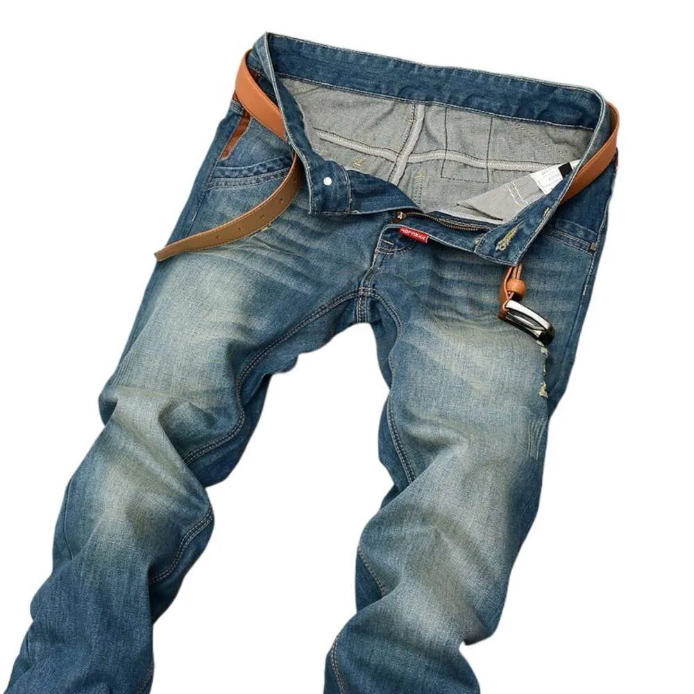 Shanli Dadi automne et hiver peluche ample jambe droite jean pour hommes rétro étudiant décontracté Version coréenne société à la mode