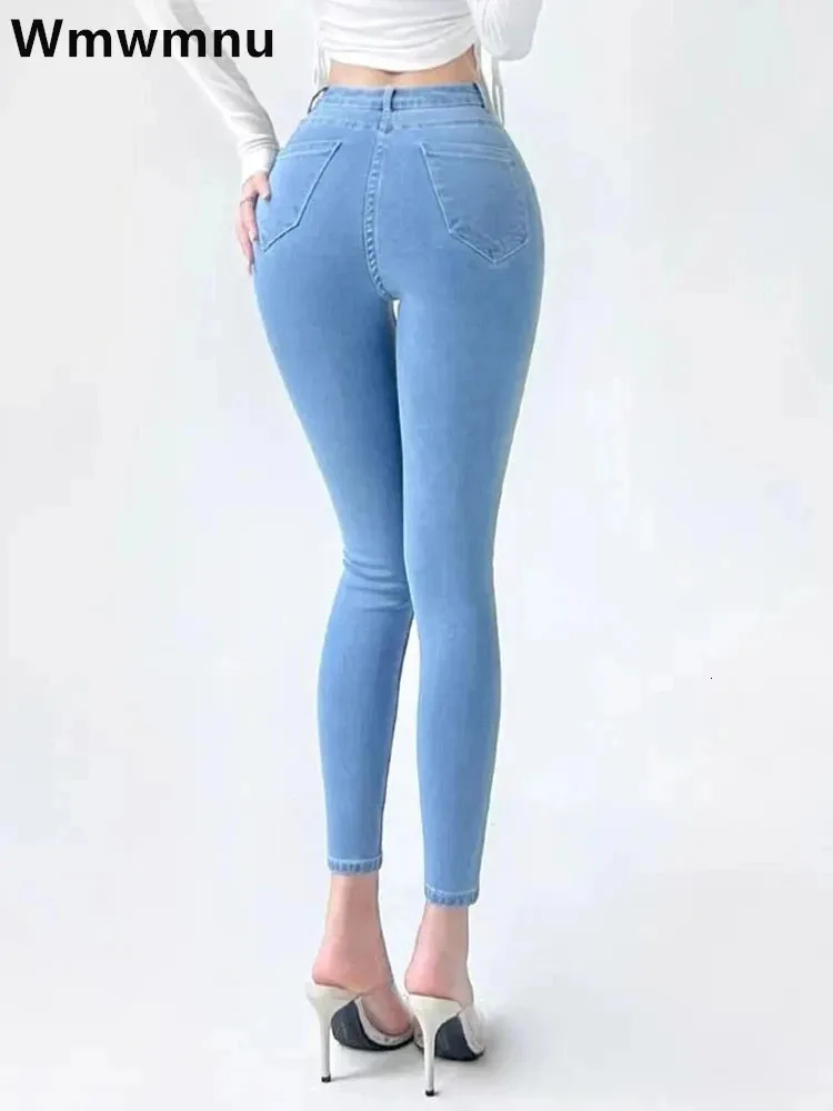 Frau Große Größe Streetwear Sexy Stretch Denim Hosen Hohe Taille Dünne Bleistift Jeans Frühling Koreanische Mode Casual Kot Pantolon 240315