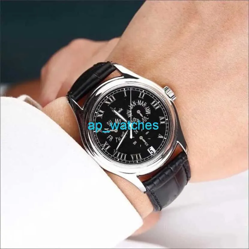 豪華な時計Pateksphilipes Complex Function Timepieceシリーズ37mm直径自動機械式メンズウォッチ5035G 18Kホワイトゴールドブラックフェイス楽しいDR
