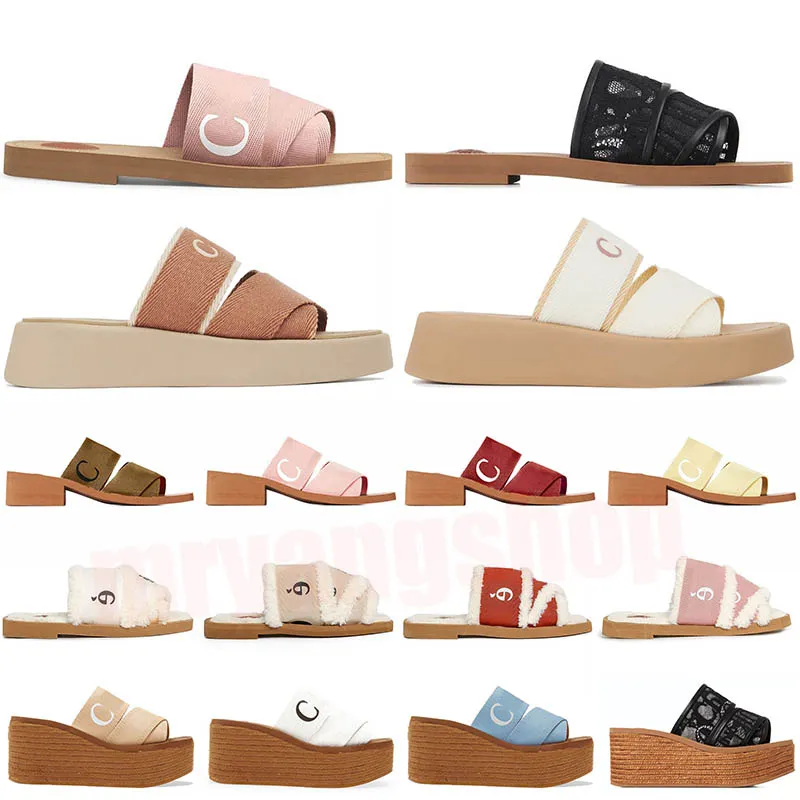 Chloé Woody Canvas Slide 2024 Luxury Sandals Mule Flat Designer Slippers Womens Letter sandal tasman slipper shoes casual thick bottom summer flat flip flops women【code ：L】