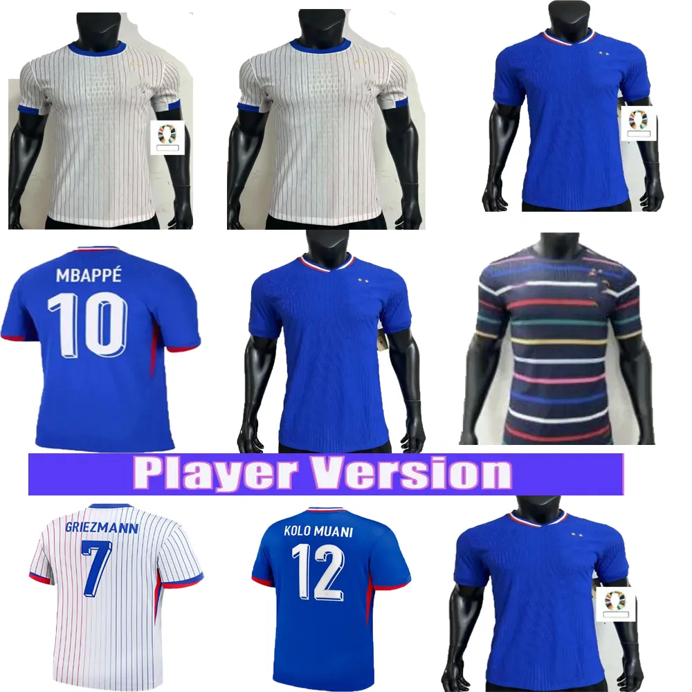 Maillots de Football Soccer Jerseys Benzema Mbappe Griezmann Pogba 24/25 Francia Men Player Version Kimpembe Fekir Maillot Shirt Hommes Kante Jerseys