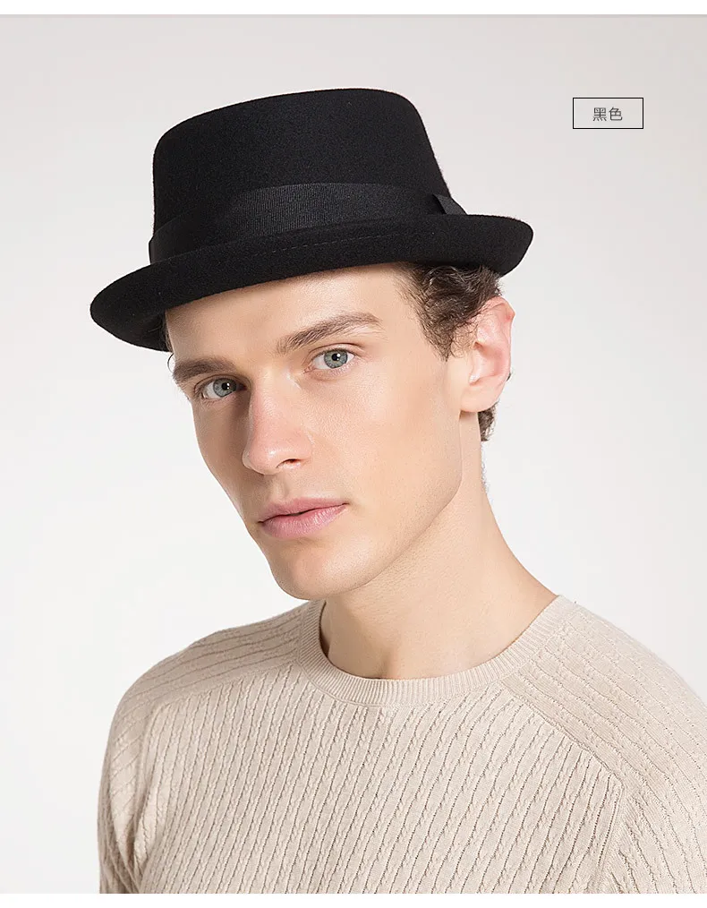 British retro jazz hat men's top hat Korean version Fashionable woolen hat