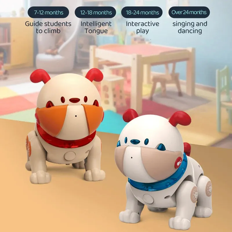 Filhote de cachorro robô para crianças cães de controle remoto inteligente animais eletrônicos robótica rc brinquedos haste programação childern presente 240321