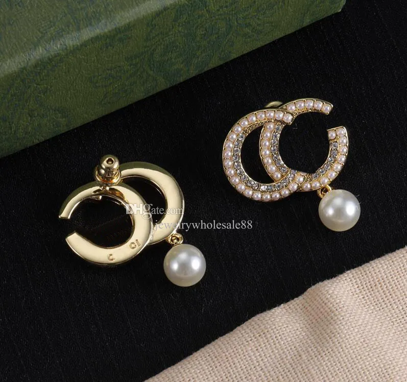 Designer Pearl Ear Stud Earring High-End Letter Earring Dangle Eardrop Aretes Orecchini For Women Party Wedding Anniversary Jewelry