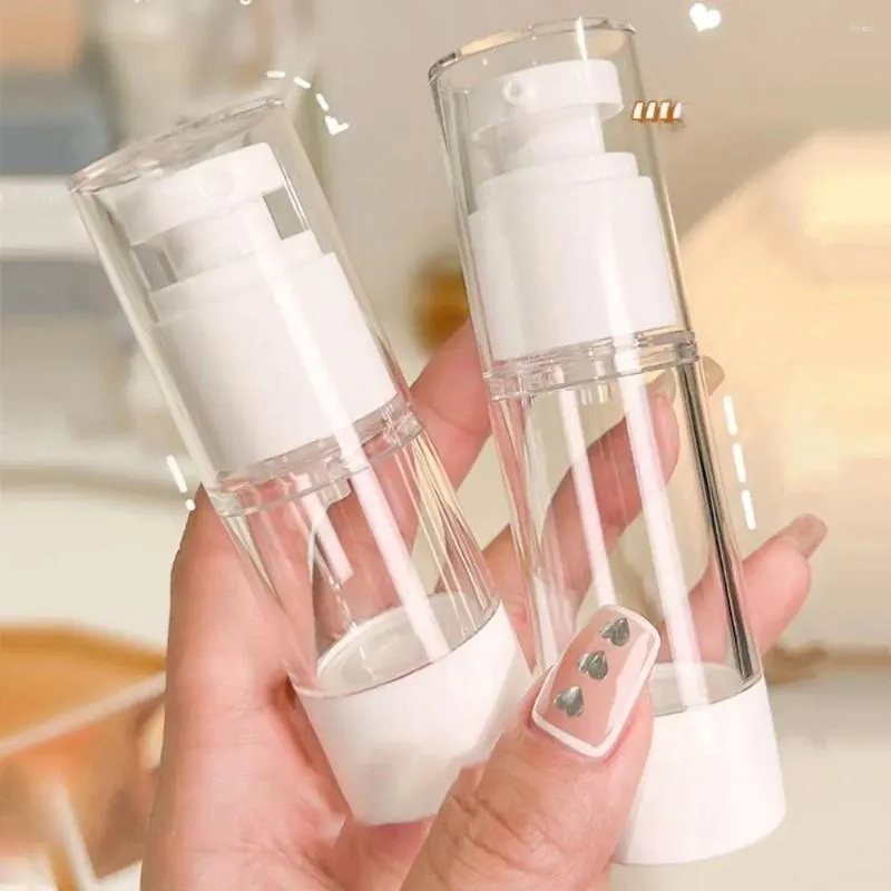Bottiglie di stoccaggio 2 pezzi Flacone spray per lozione da viaggio riutilizzabile 15 ml 30 ml 50 ml Contenitore di erogazione trasparente Sottovuoto per la cura della pelle