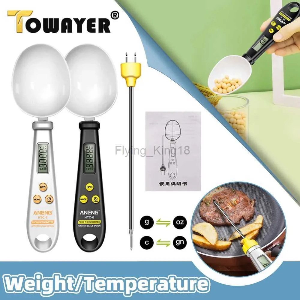 Scale domestiche 2 su 1 Scala elettronica cucina LCD Digital Misurazione di farina alimentare Scala del cucchiaio digitale Mini cucina Strumento per il termometro per alimentari 240322