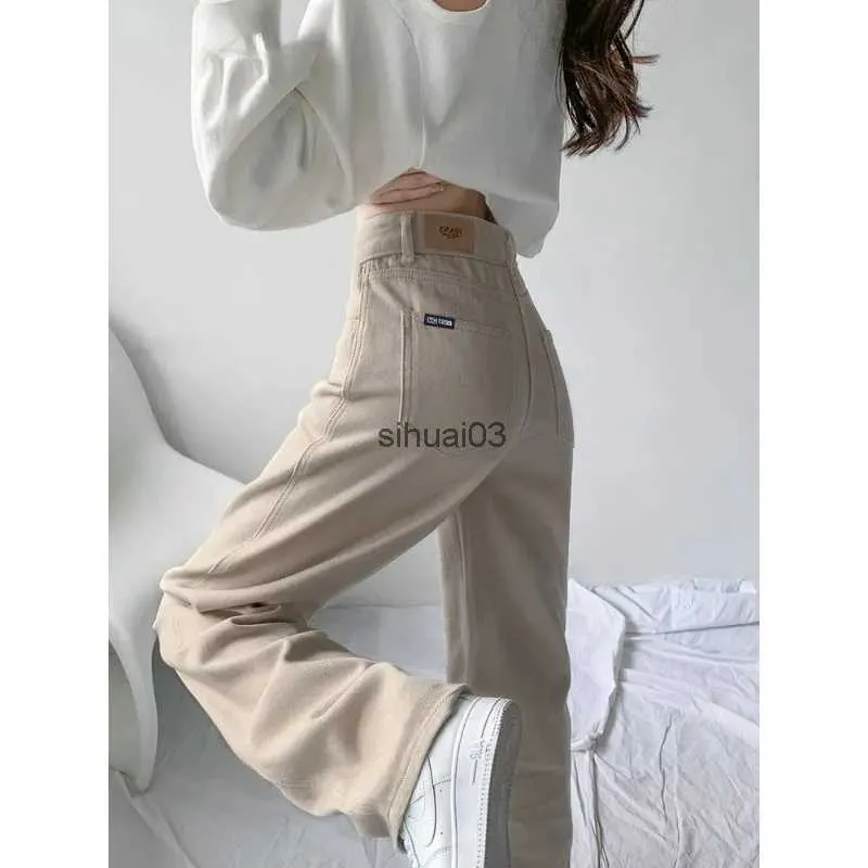 Damenjeans, hoch taillierte Jeans mit weitem Bein, lässige Tasche, gerade Denim-Hosen für Damen, koreanische Straßenkleidung, Vaqueros Retro, Kot Pantalones, große Größe 5XLL2403