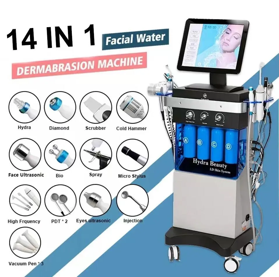 Salon 15 In 1 Hidro Mikrodermabrazyon Kullanım Oksijen Jet Aqua Yüzleri Cilt Bakım Temizliği Hidro Dermabrazyon Yüz Kırışıklıkları Cilt Kaldırma Güzellik Makinesi