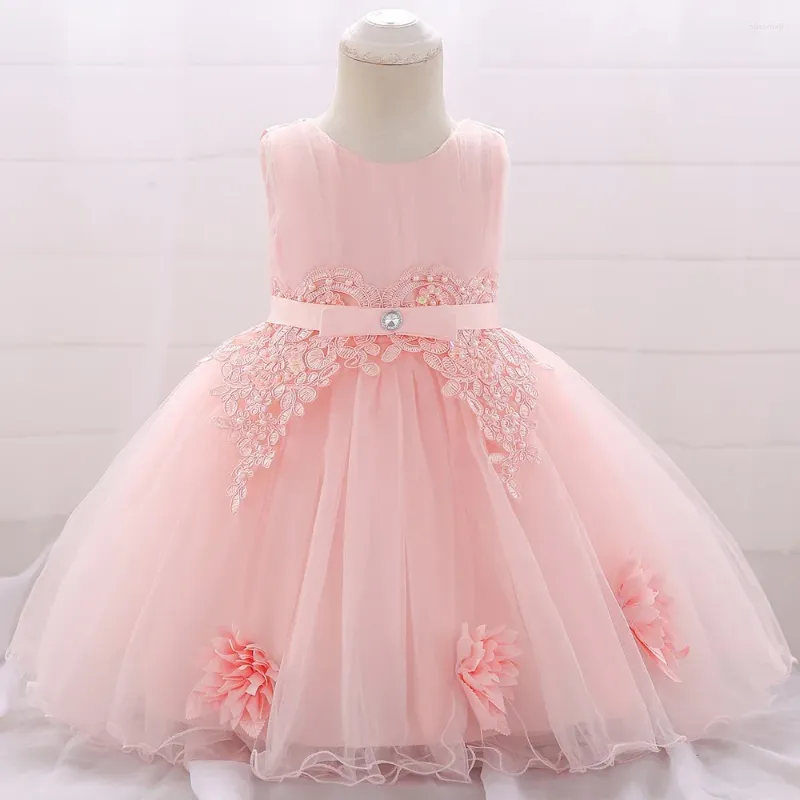 Vestidos de menina ano roupas de bebê flor laço laço para 1º vestido crianças meninas aniversário criança presente princesa batismo