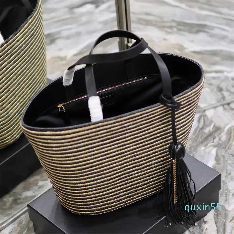 designer shopping tote bag classic large capacity handbag stylish straw fashion shoulder bag for summer travel beach