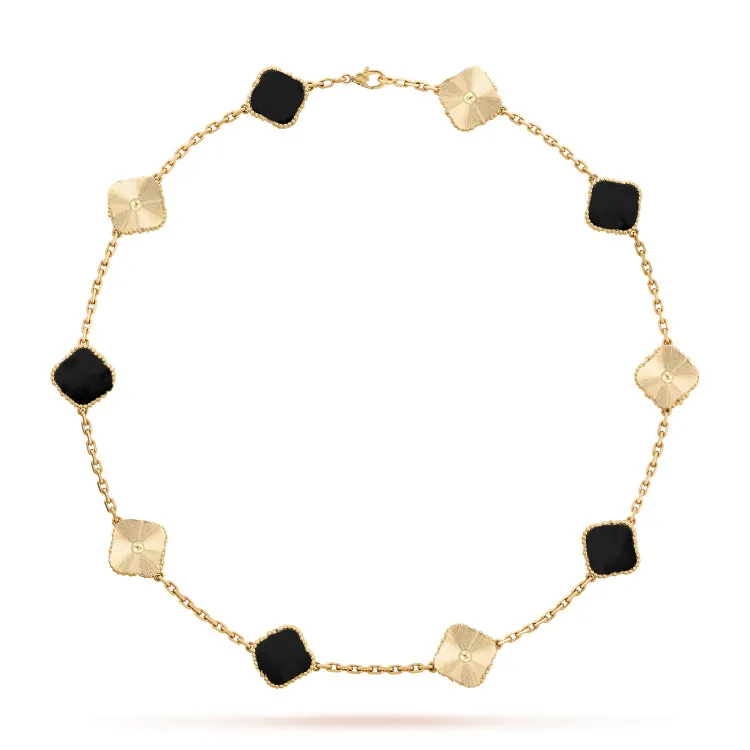 Клеверное ожерелье 18K золотое колье дизайнерское колье роскошное дизайнерские ювелирные ювелирные изделия Женщина -дизайнер для женщин для женщин имеет четыре листовых ожерелья