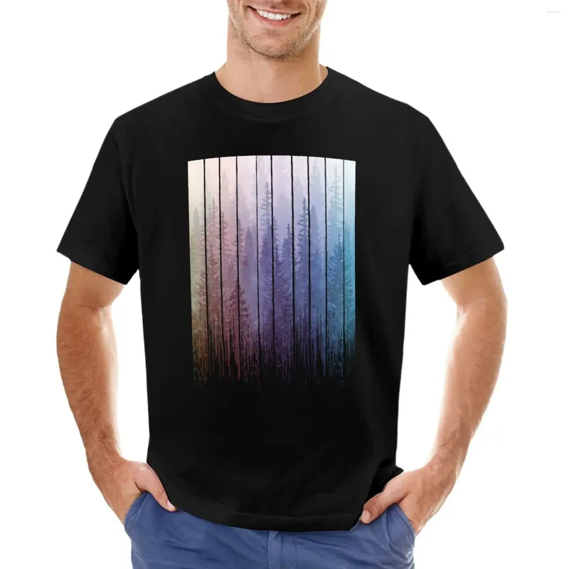 Débardeurs pour hommes Grunge Dripping Rainbow Misty Forest T-shirt Plus Tailles Vêtements esthétiques Chemises d'entraînement pour hommes simples