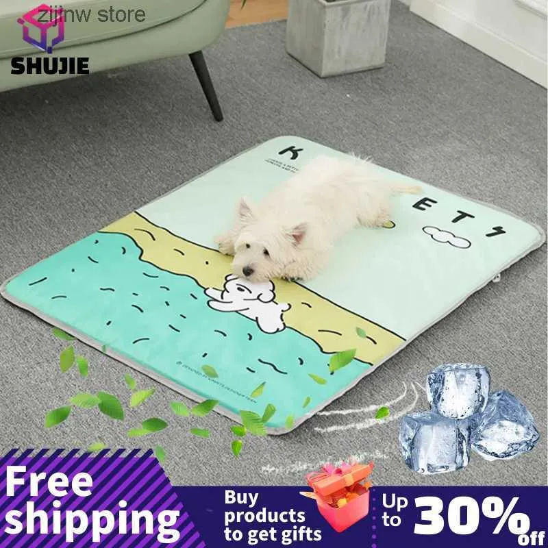 kennels pens Dog cooling pad Summer pet self cooling pad with anti slip bottom cat mattress suitable for small medium and large dog room dog Flat noodles box mat Y240322