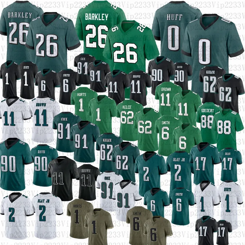 26 Saquon Barkley 1 Jalen Hurts Goedert AJ Brown Football Jersey 62 Jason Kelce 6 Devonta Smith Darius Slay Jr Nolan Carter Brandon Graham 0 Bryce Huff