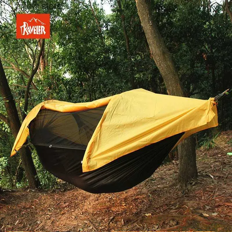 Hammocks Traveler mosquito net hammock outdoor camping waterproof hammock hiking camping integrated tent Y240322