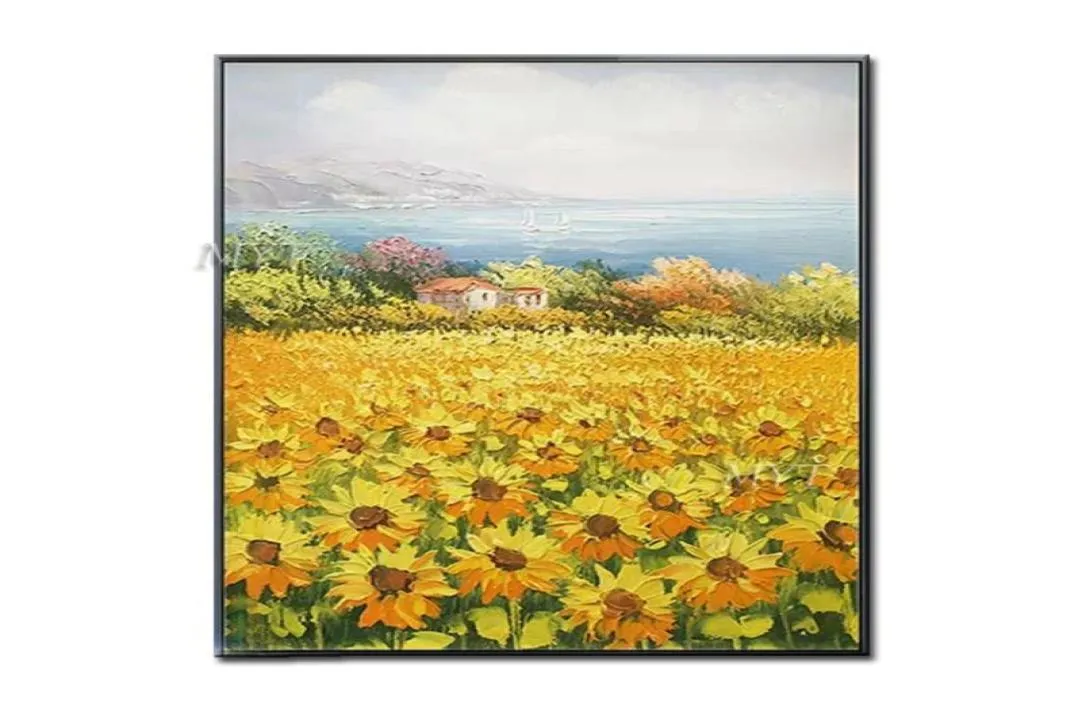 Paintings Sunny Towns And Flower Fields Abstract Oil Painting Modern Wall Art Living Room No Frame Picture Home Decoration6095042