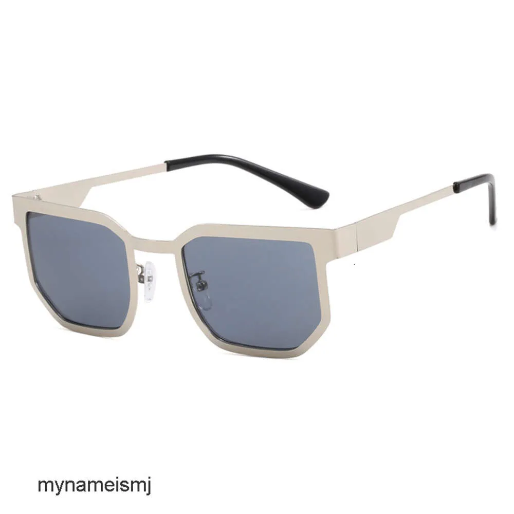 Square polygonal sunglasses steel leather 2023 new sunglasses ins mens driving UV resistant sunglasses