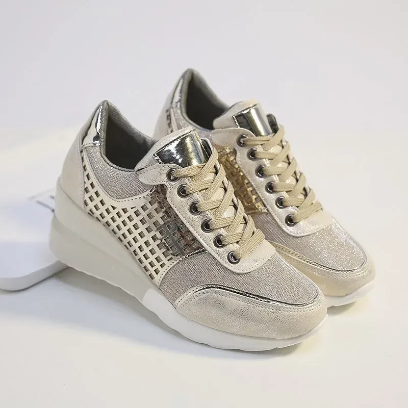 SCARPE 2023 Sneakers a cuneo Mesh Mesh Design leopardo Donne eleganti Scarpe Piattaforma Fashi