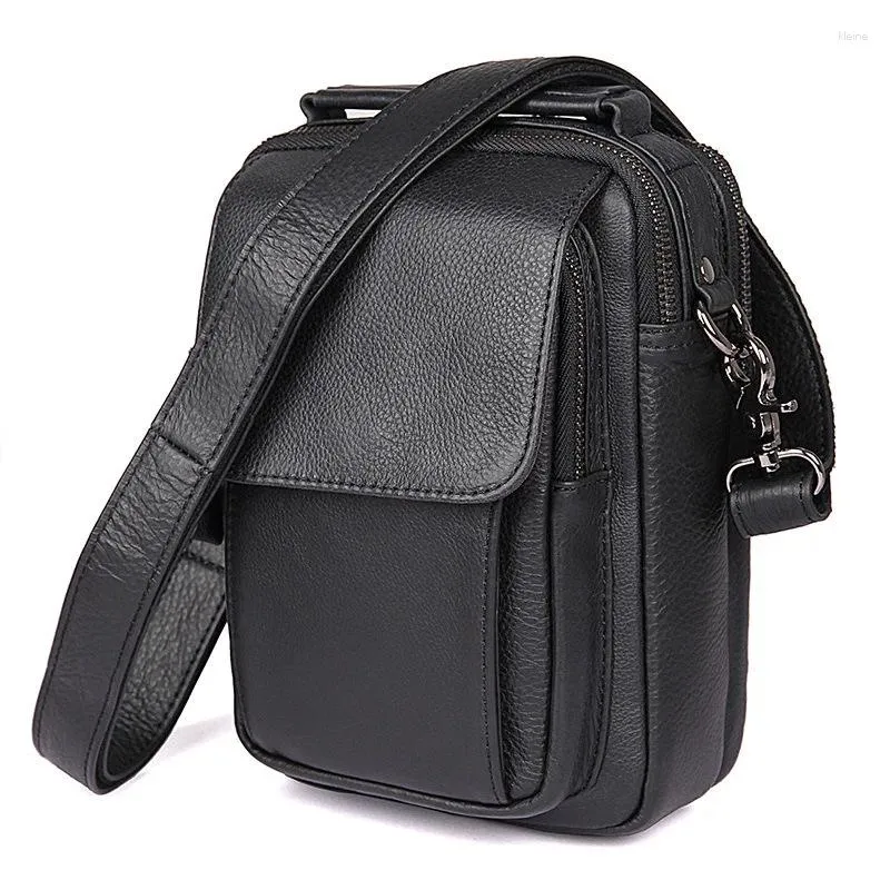 Bag Nesitu High Quality Black Coffee Real Skin Genuine Leather Small Men Messenger Bags For 7.9'' Ipad Mini Male Shoulder M1032