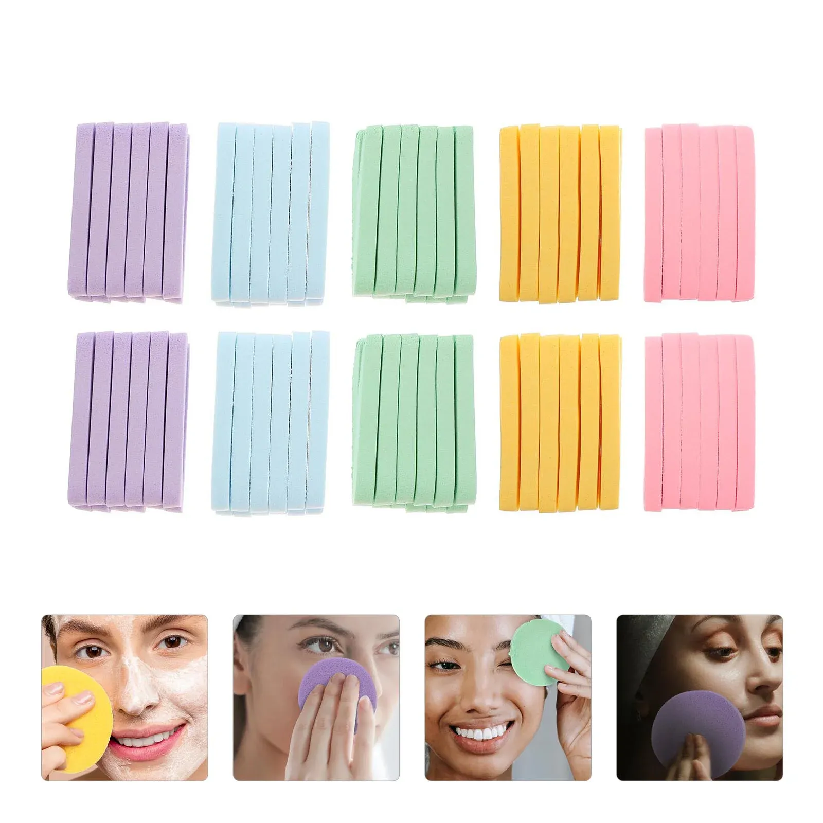 Puff 120 PCs esponjas faciais compactadas Face Lavagem de limpeza de pele de limpeza de pele de removedor de removedores de lavagem de lavagem de lavagem PVA (cor aleatória)