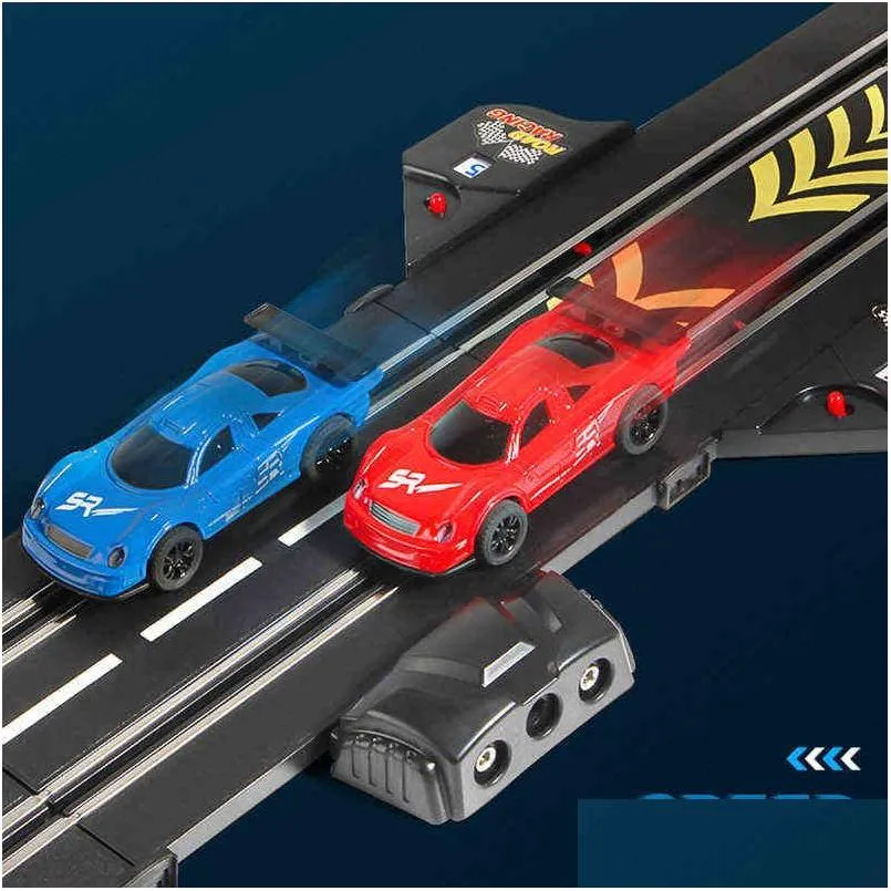 Gegoten modelauto's S 1 43 Rc Spoorwegaccessoires Speelgoed Elektrisch racebaanvoertuig Double Battle Speedway Profissional Slot Car Circui Dhzva