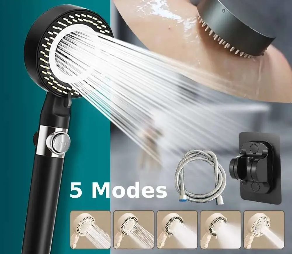 Novo mais novo 5 modos de cabeça de chuveiro de alta pressão spa massagem ajustável com filtro de poupança de água anti-calcário torneira do banheiro