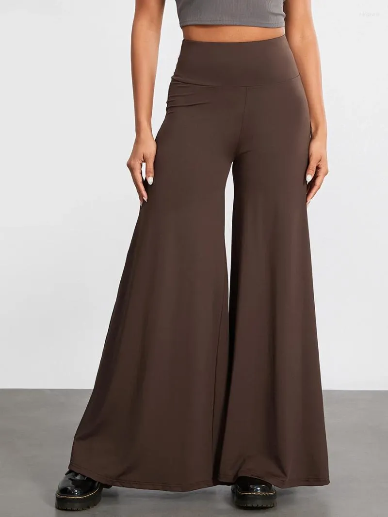 Pantalones de mujer Mxiqqpltky Mujeres Casual Pierna Ancha Cintura Alta Holgados Yoga Pantalones De Chándal Estiramiento Fluido Palazzo Cómodos Pantalones De Trabajo