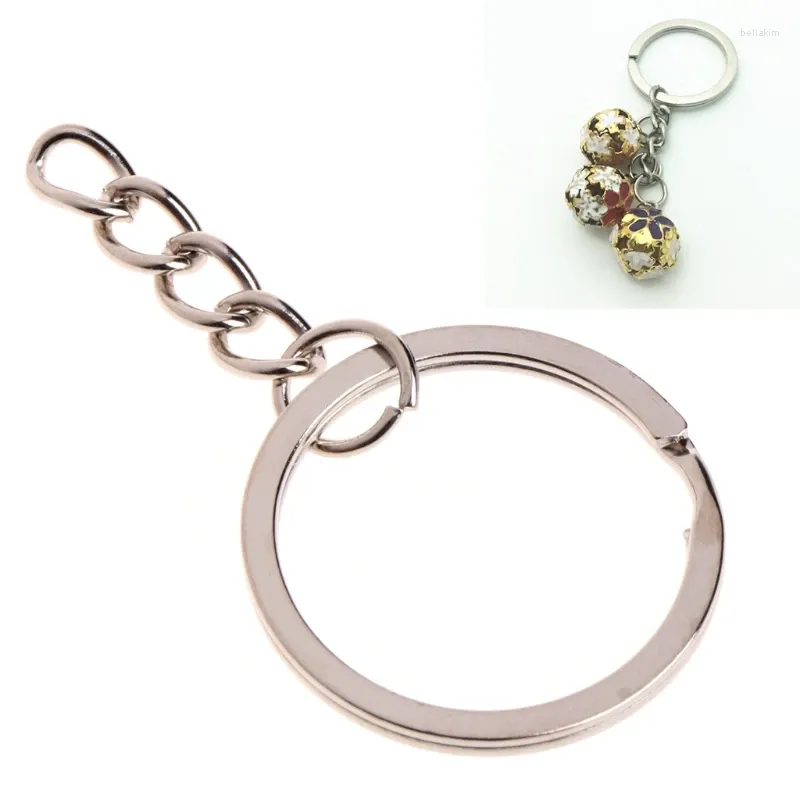 Nyckelringar 50 datorer Key Ring rostfritt stålkedja Portable Kort båge Metal Loop Outdoor