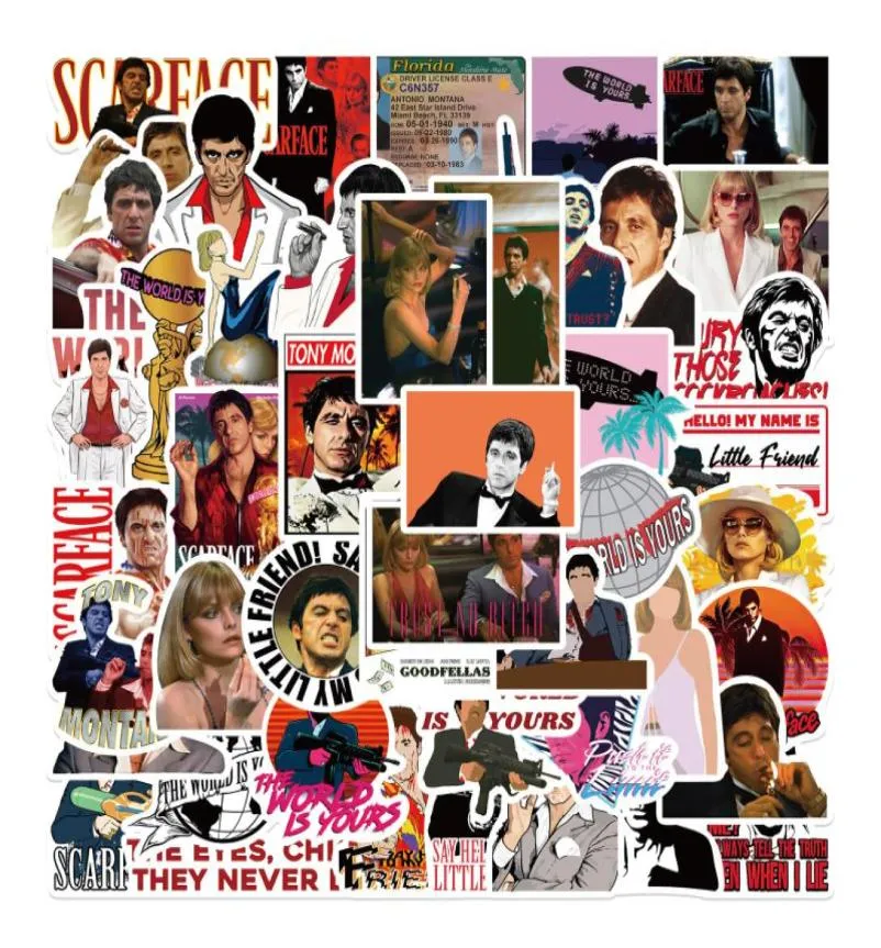 50 Pz Film Classico Scarface Adesivi Tony Montana Graffiti Giocattolo Per Bambini Skateboard Auto Moto Bicicletta Decalcomanie4306398