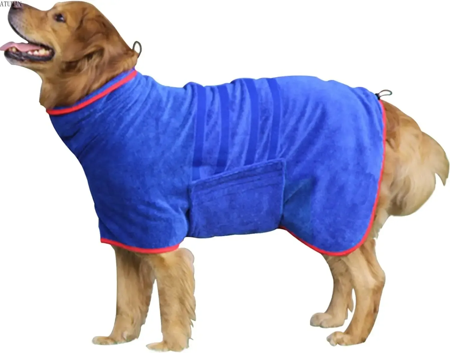 Handdoeken ATUBAN Hond DroogjasSneldrogende Hondenhanddoek RobeVerstelbare KraagBuikband Sneldrogende Jas Hond Kat Badjas Handdoek