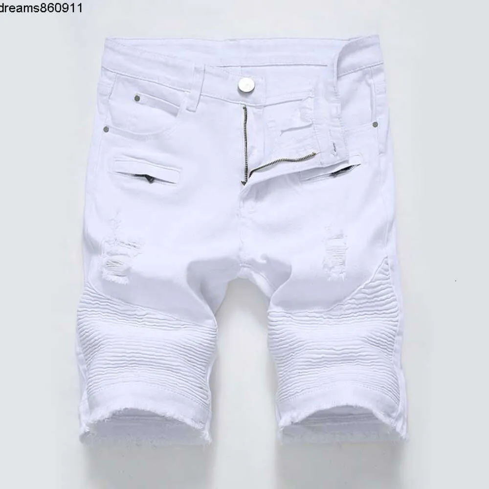 Mens Jeans Shorts Biker Short Pants Skinny Slim Ripped Hole Denim Men Designer Summer Hight Quality {Kategori}