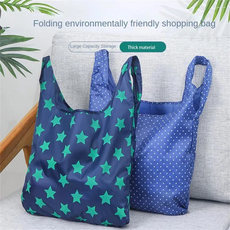 Storage Bags Fashion Printing Foldable Eco-Friendly Shopping Bag Tote Folding Pouch Handbags Convenient Big-capacity For Travel Grocery