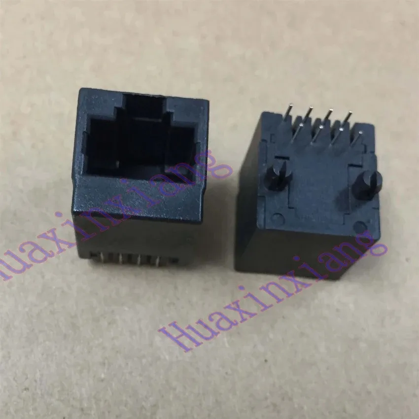 50 stks/partij PCB RJ45 8P8C Femlae Jack/Socket Connector 180-Graden Verticale Type Zwart Plastic Met Rand