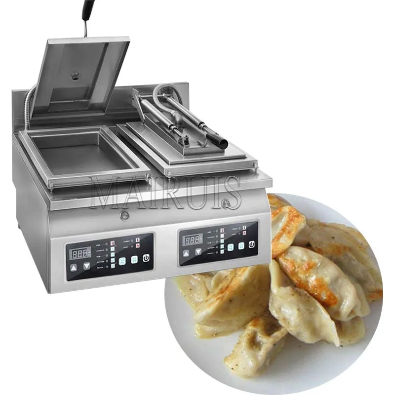 Double Pan Automatic Dumpling Fried Machine Commercial Jiaozi Machine
