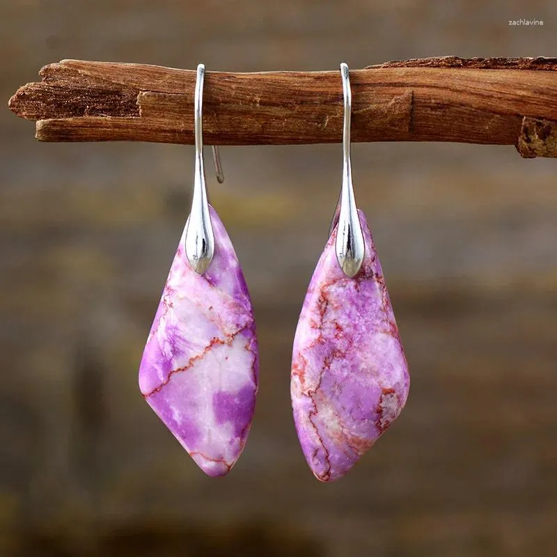 Dingle örhängen bohemisk rosa kristall natursten för kvinnor etnisk stil elegant personlighet lyx mode retro smycken