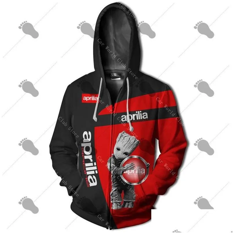 Mens Hoodies Sweatshirts Aprilia Motorcykel Logo Jacket Sportkläder 3D -mönster Sweatshirt Hip Hop Cool Hoodie Högkvalitativ HARAJUKU DRO OTR68