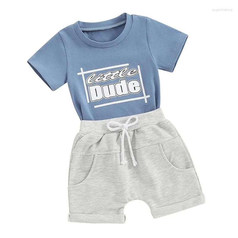 Clothing Sets Baby Boy Summer Clothes Little Dude Letter Printed Short Sleeve T Shirt Shorts With Pockets Toddler 2 Piece Outfitss