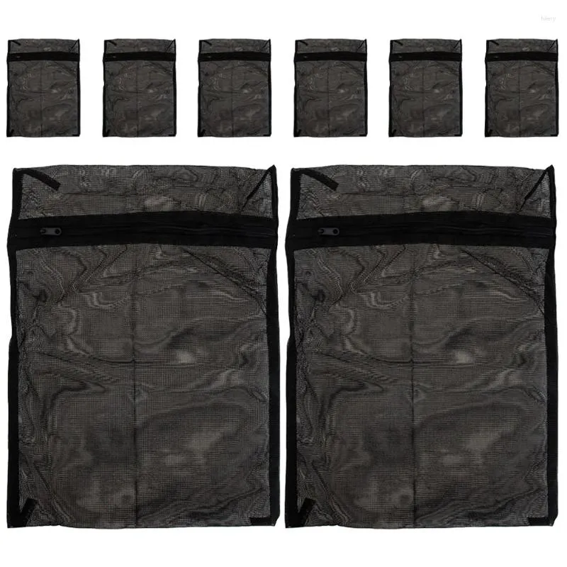 Bolsas de lavanderia 8 PCS Bolsa Black Bag Roupas Viagem Malha Poliéster para Máquina de lavar
