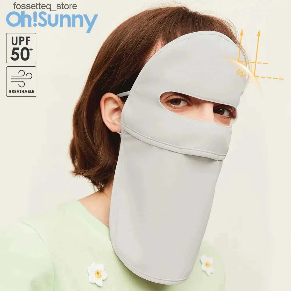 ファッションフェイスマスクネックゲイターOhsunny Facial Mask New Technology FABS BROINGABLE WASHABLE SUNSCREENスカーフUVプルーフUPF50+レディースビーチ保護カバーL240322