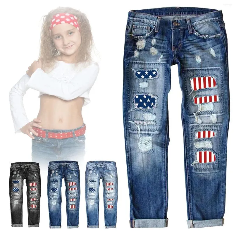 Damesjeans Damesdenimbroek Broek met rechte pijpen Gescheurde print Mid-taille Grijs