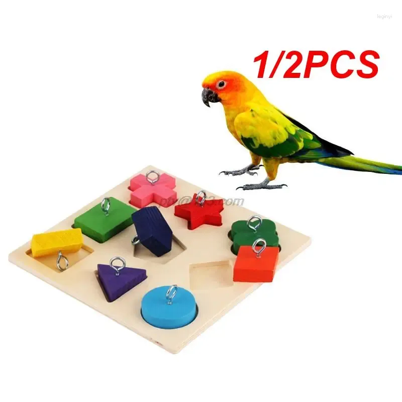 Andere Vogelbedarf 1/2PCS Papagei IQ-Trainingsspielzeug 9 Gitter Bunte Holzblöcke Sicheres, geschmackloses Haustier-Lernspielzeug