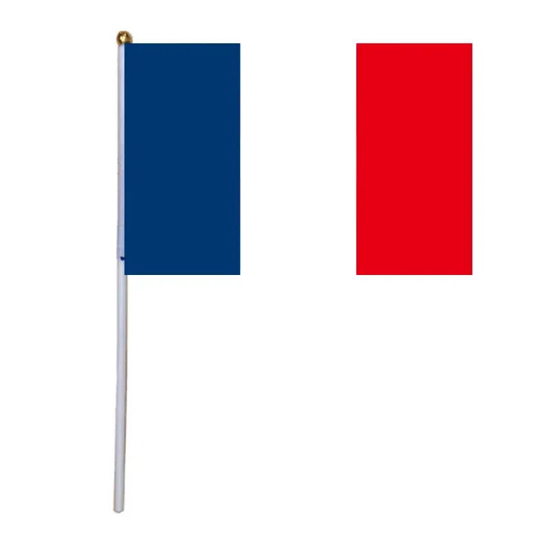 Accessoires xvggdg 100 pièces 14*21 cm drapeau à main français Promotion en gros petit drapeau National agitant la main de la France
