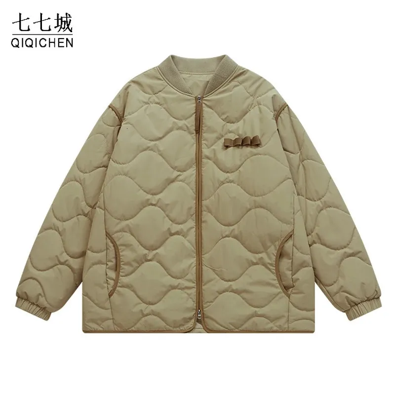 Giacche imbottite giapponesi Uomo Donna Cotone Giacca da baseball in puro colore solido Harajuku Cappotto oversize casual Coppia invernale Streetwear 240309