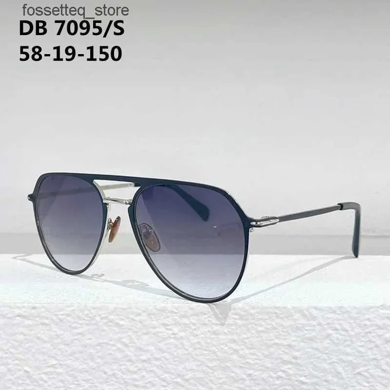 Óculos de sol DB 7095 / S Pure Titanium Original Óculos de Sol Oval Ponte Dupla Homens Moda Óculos Elegantes Com Caso Mulheres Óculos Solares L240322