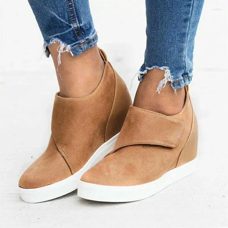 Casual Shoes Women Boots Fall Chunky Sneakers Wedge Fashion Height Increasing Flock Platform