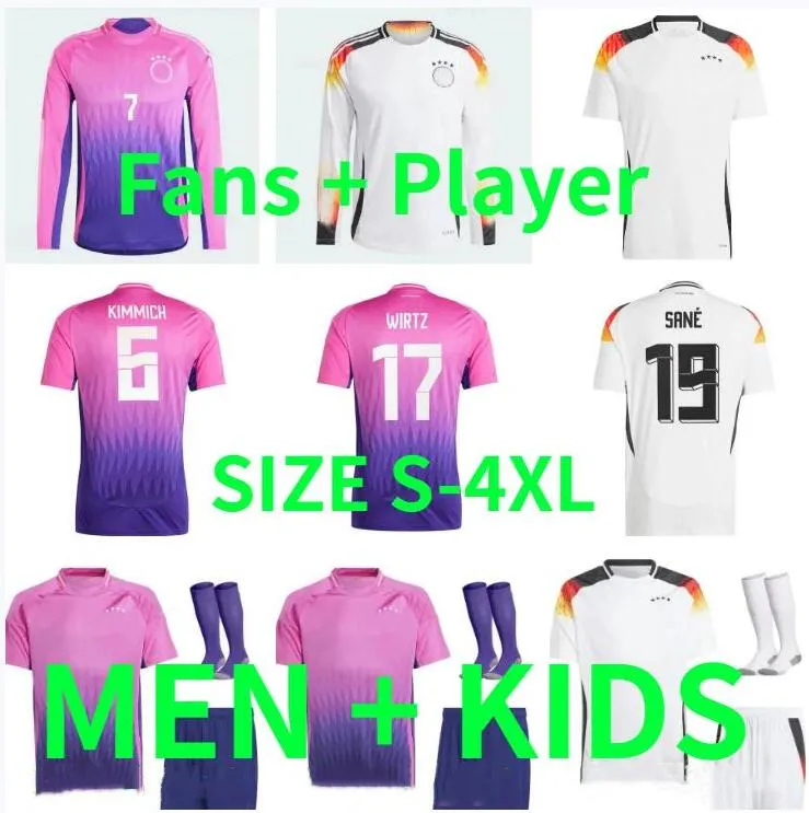 2024 Tyskland Soccer Jerseys 24 25 Muller Musiala Kimmich Havertz Gundogan Kroos Reus Gnabry Sane Football Shirt Maillot Foot Men barn kit Player Version Långärmad